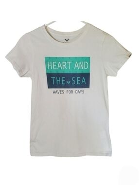 2254 * Roxy Heart And The Sea Waves For Days Graphic Tee White Size M